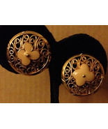 Vintage Hand Crafted 1960s Gold Filigree Round Button Pink Enamel Flower... - $73.50 CAD