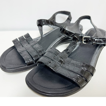 ECCO Sensata Women&#39;s Flash T Strap Leather Sandals Black 39 US 8-8.5 - £19.46 GBP