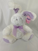 Walmart Easter White Rabbit Plush Purple Bow Ears 18&quot; Bunny Stuffed Animal Toy - £35.66 GBP