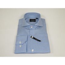 Men's Shirt Charles TYRWHITT 100% Cotton Cut-away Collar CHT-26 Blue Checker image 4