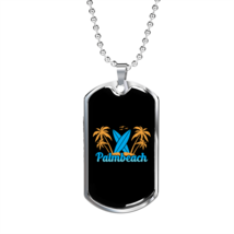 Camper Necklace Palmbeach Blue Surf Necklace Stainless Steel or 18k Gold Dog Ta - £37.32 GBP+