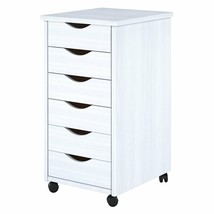 White 6 Drawer Rolling Storage File Cabinet Pine Craft Cart Office Organizer - £131.06 GBP
