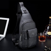 Leisure Leather Men Chest Bags 2022 New Fashion Solid Color Cowhide Messenger Ba - £46.01 GBP