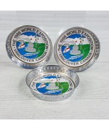 World&#39;s Fair Expo 1986 Vancouver Canada 3pcs Chrome Metal 3&quot; Coaster Set - £13.47 GBP