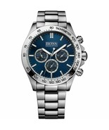 HUGO BOSS HB1512963 Ikon Mens&#39; Blue Dial Chronograph Stainless Watch + G... - £84.52 GBP