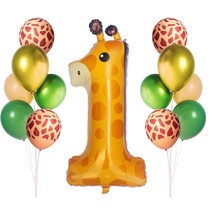 Giraffe Wild One Balloons Safari Animals Ballon 40 Inches Jungle Number ... - $20.99