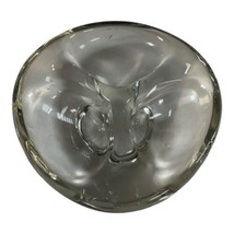 Art Glass Mid Century Clear Blown Three Section Candy Dish Trinket Jewelry 6” - £37.31 GBP