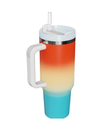 Ombre Red Yellow Blue Print 40 oz Stainless Steel Insulated Tumbler - £29.51 GBP