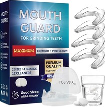 4 Mouth Guards for Grinding Teeth at Night Nighttime Sleeping Guard + Cl... - $16.60