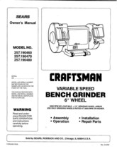 1987-1988 Craftsman 257.190460/190470/190480  6-inch Variable Bench Grinders - £16.01 GBP