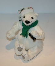 Coca Cola Polar Bear 6" Coke Bottle Green Scarf Santa Cap White Plush Vt... - $9.37