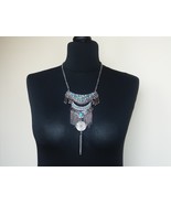 Moon Turquoise Tears Drop Statement Necklace, Armenian Drop Necklace - £34.41 GBP