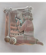 Native American Sterling Silver Pendant Pin SIGNED Lambert Perry Woman W... - £81.46 GBP