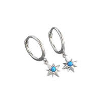 Anyco Earrings Sterling Silver Charms Blue Opal Radiance Star Boho Drop - £23.82 GBP