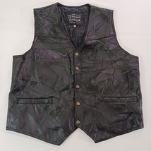 Navarre Leather Company Mens Italian Stone Design Genuine Leather Black Vest 2XL image 11