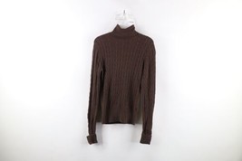 Vintage Gap Womens Medium Faded Stretch Cable Knit Turtleneck Sweater Brown - £34.81 GBP