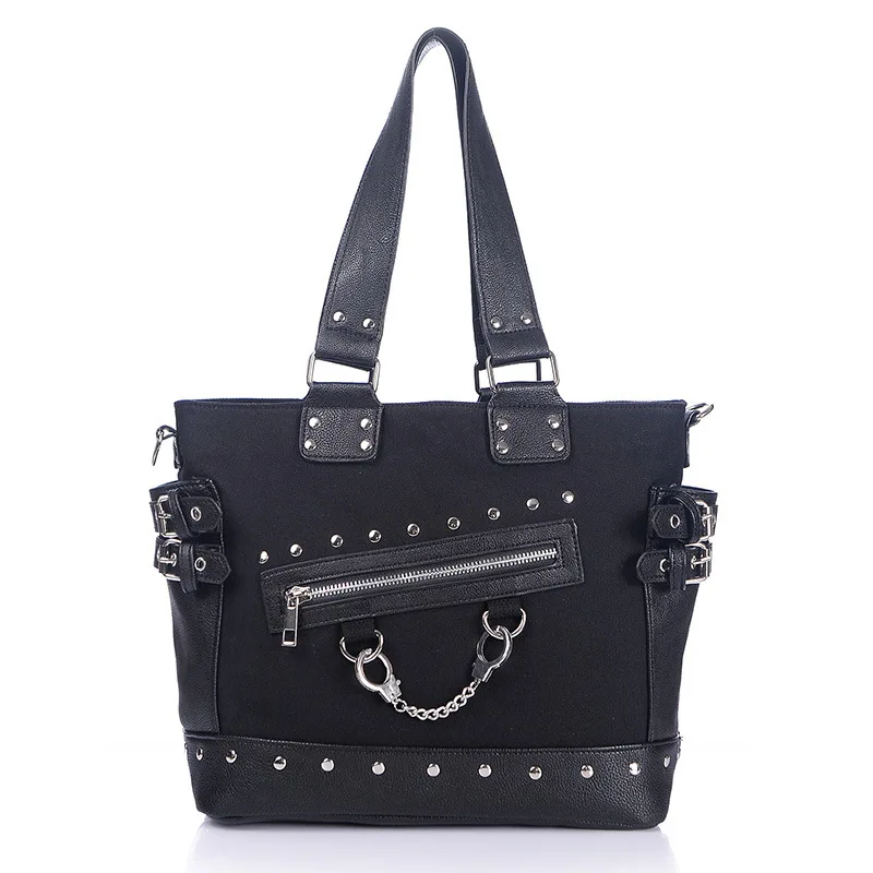 Gothic Canvas Handcuff Charm Punk Handbag Shoulder bag Fashion Women Lad... - $68.22