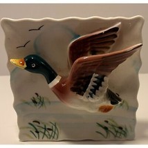 Vintage Ceramic Mallard Duck Planter Wall Pocket - $14.03