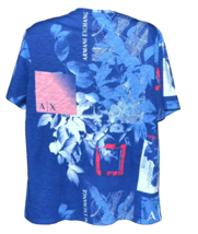 Armani Exchange Men's Blue Pink White Logo Design Cotton T-Shirt Sz XL - £55.80 GBP