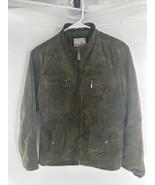 Ruff Hewn Leather Suede Jacket Women&#39;s Size L Green  - $41.31 CAD