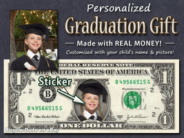 Personalized GRADUATION GIFT Your Face &amp; Name REAL DOLLAR BILL Cash Mone... - $14.95+