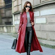 RED Halloween Lambskin Leather Women Trench Coat Stylish Handmade Formal Casual - £122.94 GBP