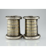 Pair of Large Silver and Brass Bangle Arm Cuffs Gorgeous Heavy! - $1,522.50 CAD