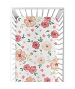 Sweet Jojo Designs Peach and Green Baby or Toddler Fitted Crib Sheet for... - £32.79 GBP