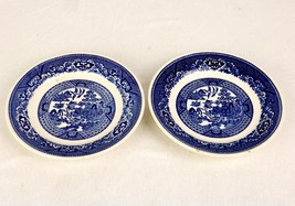 Set of 2 Blue Willow Bread Plates, 6.25&quot;, Royal China, Vintage Mid-Century - £11.71 GBP