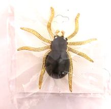 New in Package Black Spider Women&#39;s Brooch/Pin Clear Crystal Eyes Gold Tone Legs - £10.02 GBP