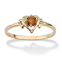 Womens 14K Gold Birthstone Citrine Gp Heart Shape Ring Size 5 6 7 8 9 10 - £63.26 GBP