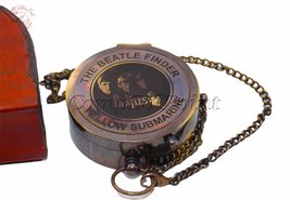 Antique Flat Pocket Compass with The Beatle Finder - Silhouette Image Engraved | - £35.96 GBP