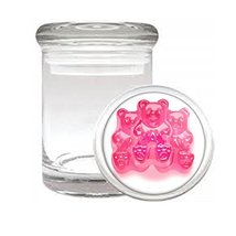 Pink Gummy Bear Em1 Medical Glass Stash Jar 3&#39;&#39; X 2&#39;&#39; Herb And Spice Storage Air - £6.35 GBP