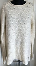 Eddie Bauer Cream Lambs’ Wool Camel Hair Long Sleeve Crew Neck Sweater W... - $24.74