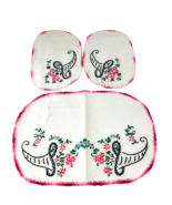 Vintage Embroidered Table Runner Set Of 3 Dresser Scarf  12&quot; 8&quot; Doily Fa... - $18.04