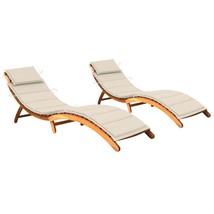  Sun Lounger Cream Cushion, Natural Wood - $10,869.16 MXN