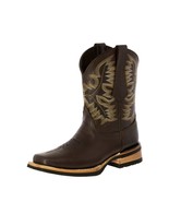 Mens Western Wear Cowboy Boots Brown Solid Leather Square Toe Botas - $99.99