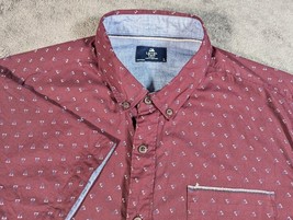 Level Ten Short Sleeve Mens Button Up Shirt Burgandy Size Large - $9.50