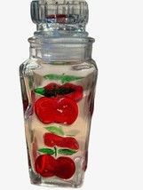 Clear Glass Decanter with Red  3D Apples 10.25&quot; Locking Lid W/ Seal - £20.56 GBP