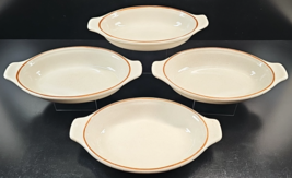 4 Syracuse China Speckled Brown Ring Oval Au Gratins Set Vintage Restaur... - $59.07