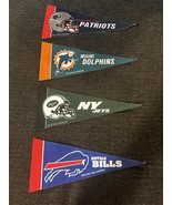 AFC East NFL Mini Pennants 9&quot; X 4&quot; Jets Bills Dolphins Patriots Rico Tag... - $9.50
