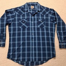 Ely Cattleman Pearl Snap Shirt Mens Size XL Plaid Western Button Up Vintage - $11.65