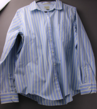 LL Bean Green Blue Stripe Button Up mens Shirt SZ L    734 - £5.98 GBP