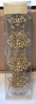 Christmas Ornaments 4pk Gold Glitter 3 1/2&quot; Snowflakes Winter Wonder NIB... - £3.84 GBP