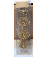 Christmas Ornaments 4pk Gold Glitter 3 1/2&quot; Snowflakes Winter Wonder NIB... - £3.84 GBP