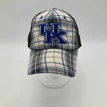 KENTUCKY UK WILDCATS ADULT STRETCH 1-FIT HAT CAP W/ PLAID FRONT &amp; BROWN ... - $9.85