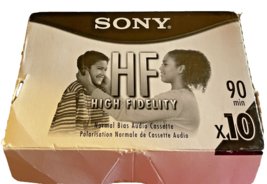 Cassette Tapes Sony HF 90 Minute Blank Audio 10 Pack Box High Fidelity C-90HFL - $24.17