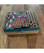 Vintage Handmade Seed Bead Hand Sewn Owl Jewelry Box 6.5”L  5” W  2” T - $243.38 MXN