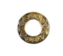 Vintage Brooch Pin Zodiac 12 Astrological Signs Gold Tone Circle 1.25&quot; - €12,87 EUR