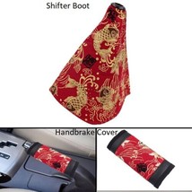 Sakura Fish Red Universal Car Handbrake PU Leather Sleeves Cover + Boot ... - £22.02 GBP